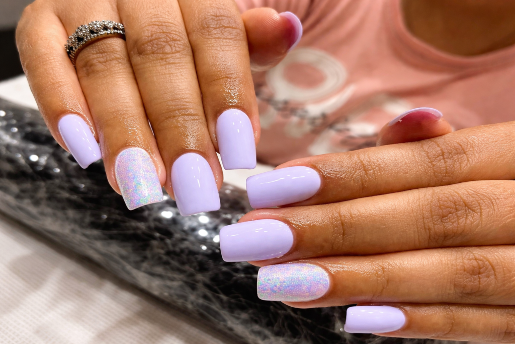 Lavender Nails With Sparkling Accents 1024x683